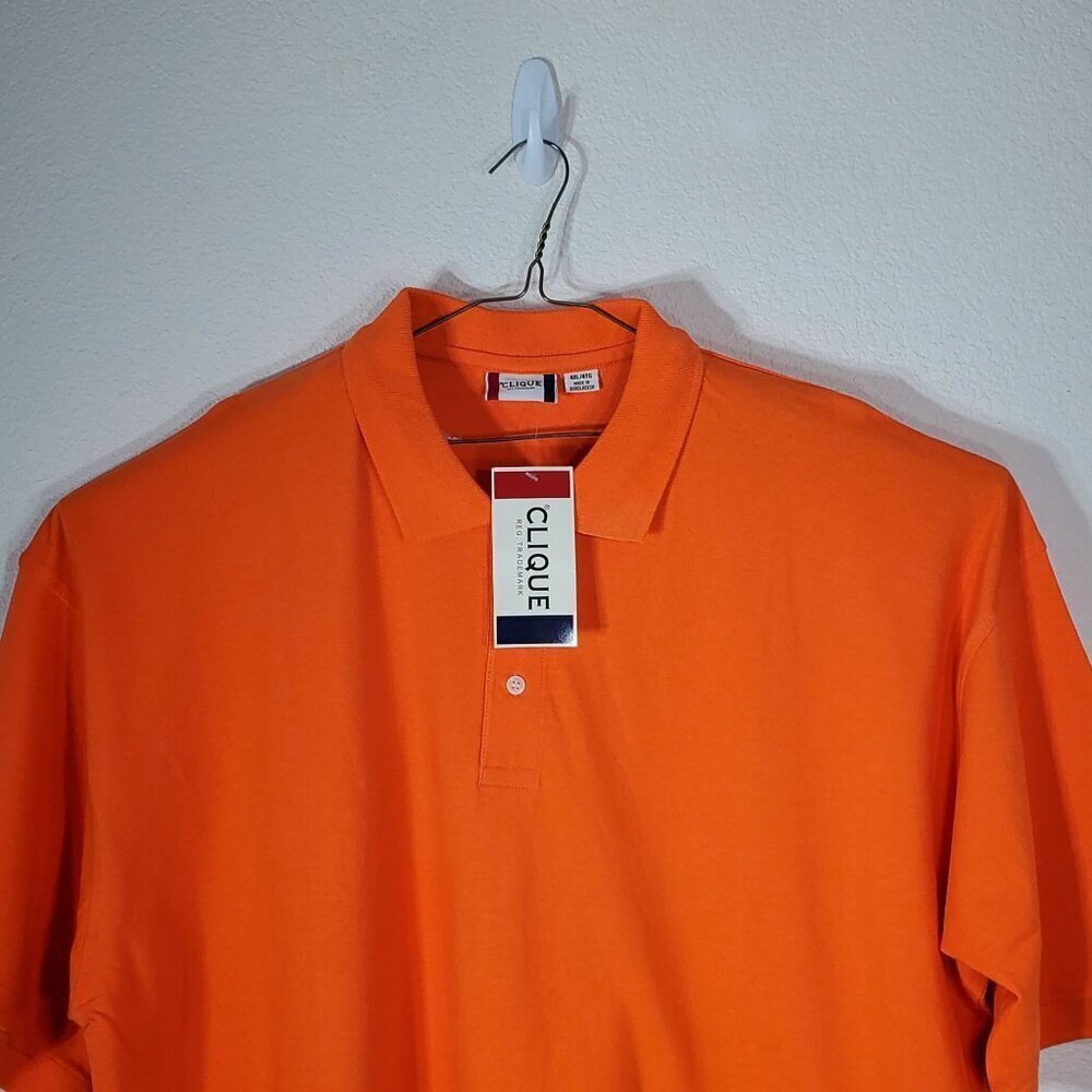 Clique Mens 4XL Orange Cotton Polo Shirt With Collar & Short Sleeves - Picture 4 of 8
